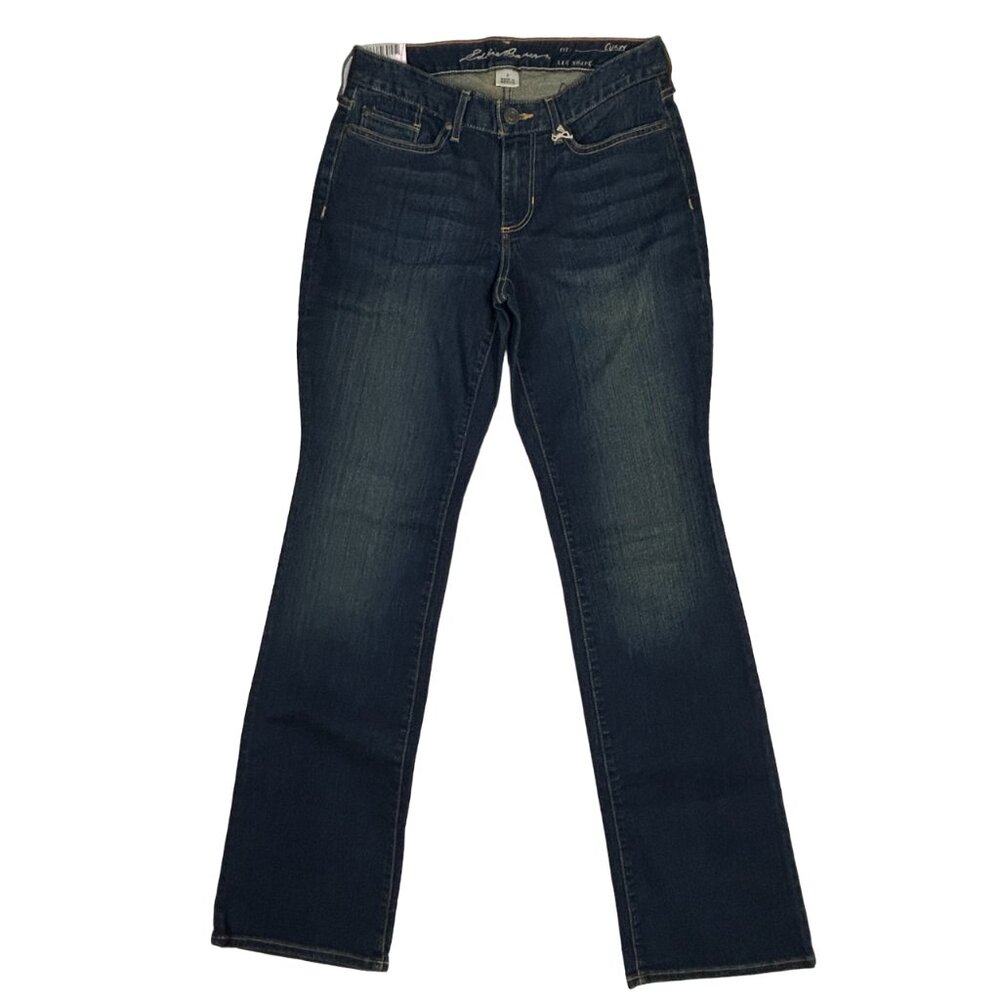 Eddie Bauer Jeans Women 2 (28x32.5) Boot Cut Curvy Through Hip‎ Mid Rise Blue